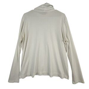 LL Bean Pullover Womens XL‎ White Supima Cotton Cowl Neck Long Sleeve Top